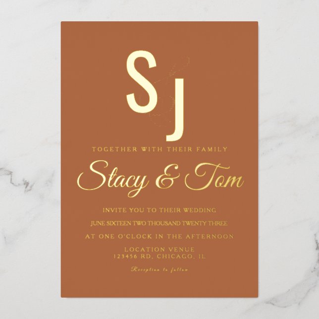 Simple Monogrammed Ampersand Terracotta Pressed  (Front)