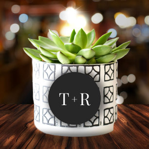 Simple Monogrammed Black and White Wedding Classic Round Sticker