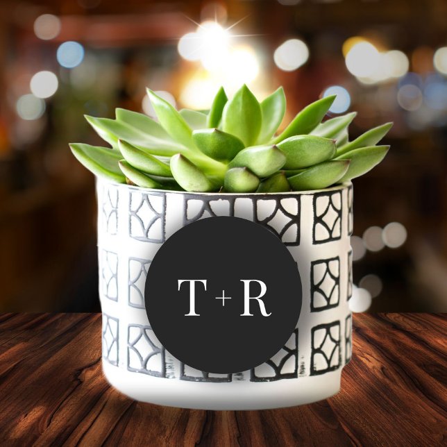 Simple Monogrammed Black and White Wedding Classic Round Sticker (Creator Uploaded)