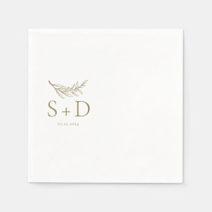 Simple Monogrammed Gold Wedding Napkins