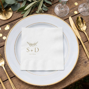 Simple Monogrammed Gold Wedding Napkins