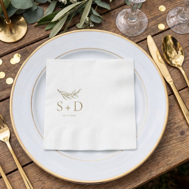 Simple Monogrammed Gold Wedding Napkins (Creator Uploaded)