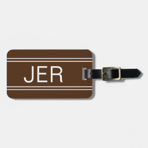 Simple Monogrammed Modern Stylish Brown Travel Luggage Tag