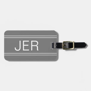 Simple Monogrammed Modern Stylish Grey Travel Luggage Tag