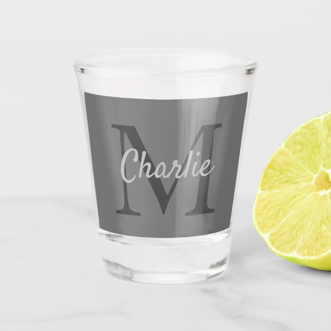 Simple Monogrammed Name Personalised Shot Glass (Front)