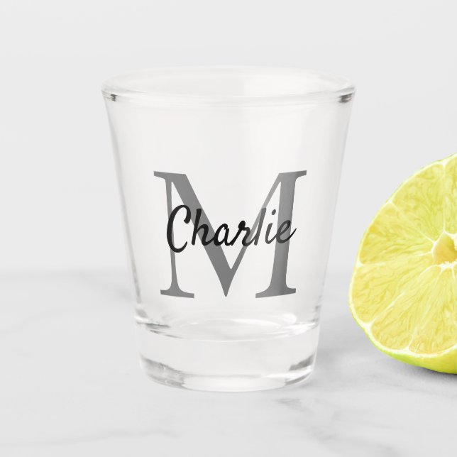 Simple Monogrammed Name Personalised Shot Glass (Front)