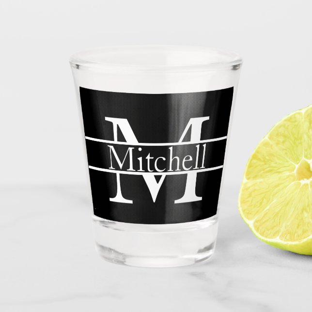 Simple Monogrammed Name Personalised Shot Glass (Front)