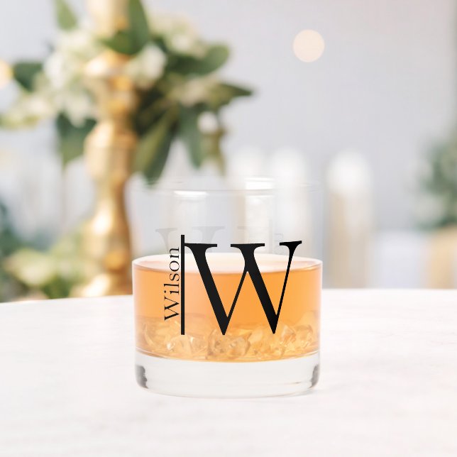 Simple Monogrammed Name Personalised Whiskey Glass (Insitu (Wedding))