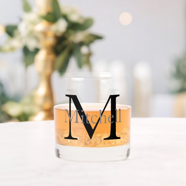 Simple Monogrammed Name Personalised Whiskey Glass (Insitu (Wedding))
