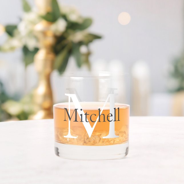 Simple Monogrammed Name Personalised Whiskey Glass (Insitu (Wedding))