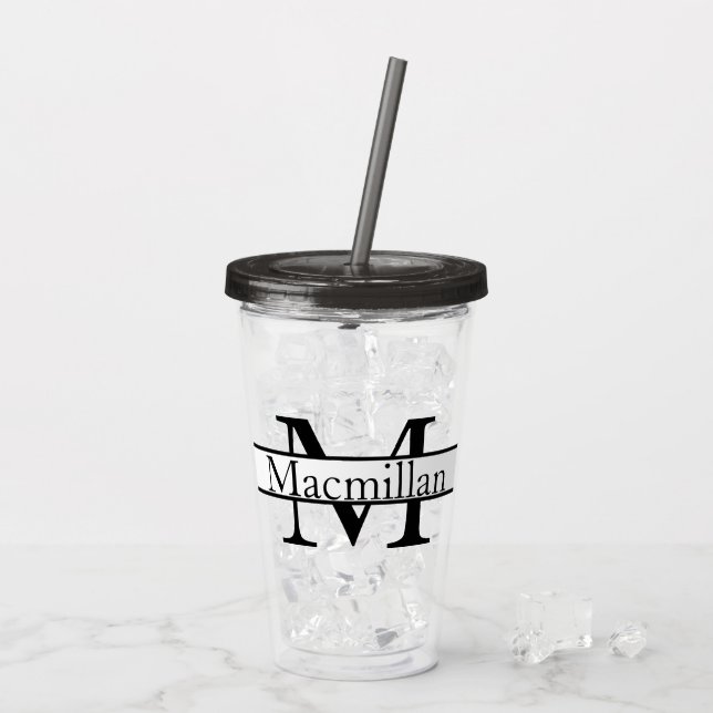 Simple Monogrammed Personalised Acrylic Tumbler (Back Ice)