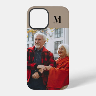 Simple Monogrammed Portrait Photo Beige Brown iPhone 12 Pro Case