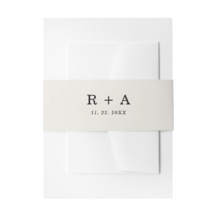 Simple Monogrammed Rustic Boho Wedding Matching Invitation Belly Band