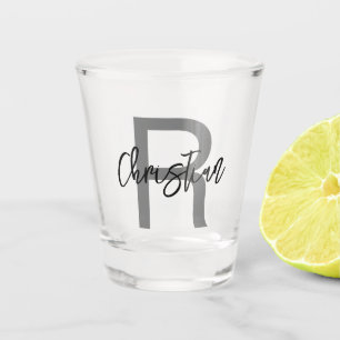 Simple Monogrammed Typography Name Personalised Shot Glass