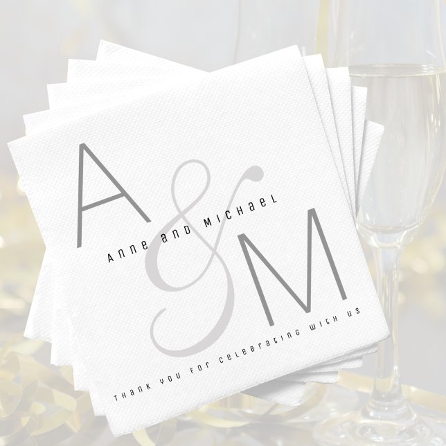 Simple Monogrammed Wedding Reception Party Napkin (Creator Uploaded)