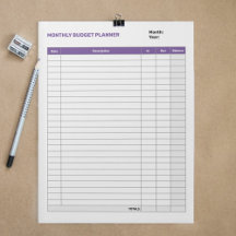 Simple Monthly Budget Planner Purple