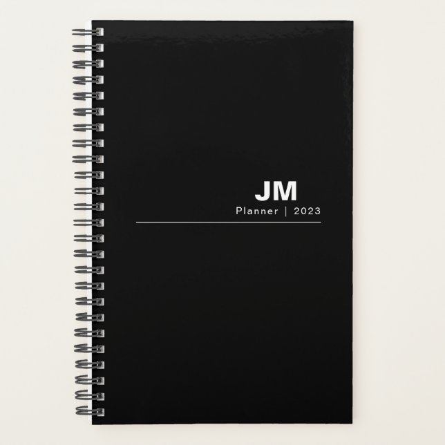 Simple Monthly Weekly Undated Black Planner (Front)