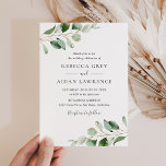 Simple Moody Eucalyptus Greenery Wedding Invitation<br><div class="desc">This simple and elegant Wedding Invitation features beautiful moody watercolor eucalyptus leaf branches & has been paired with a whimsical calligraphy and a classy serif font in gold and grey. To make advanced changes,  please go select "Click to customise further" option under Personalise this template.</div>