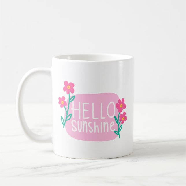 Simple Morning Cheerful Sunshine Playful Pink Coffee Mug (Left)