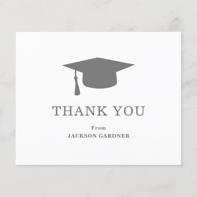 Simple Mortar Board Budget Graduation Thank You (Front)
