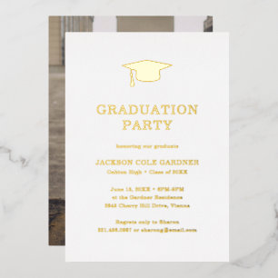 Simple Mortar Board Photo Graduation Party Gold