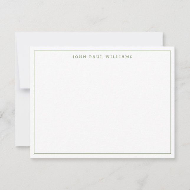 Simple Moss Green Modern Professional Thin Border Card (Front)