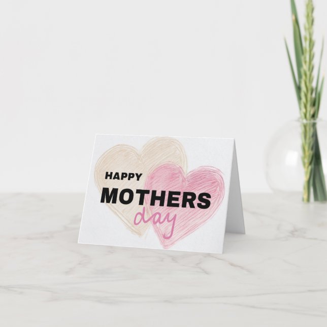 Simple Mothers Day Card with Hearts (Front)