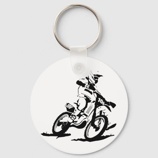 Simple Motorcross Bike and Rider Key Ring (Front)