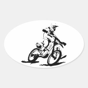 Simple Motorcross Bike and Rider Oval Sticker