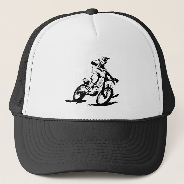 Simple Motorcross Bike and Rider Trucker Hat (Front)