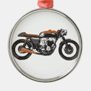 Simple Motorcycle - Cafe Racer 750 Drawing Metal Tree Decoration