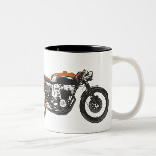 Simple Motorcycle - Cafe Racer 750 Drawing Two-Tone Coffee Mug