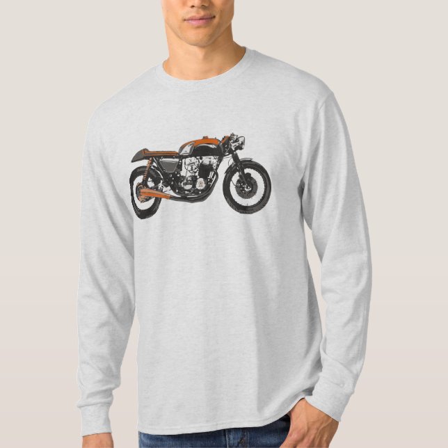 Simple Motorcycle - Cafe Racer Drawing T-Shirt (Front)