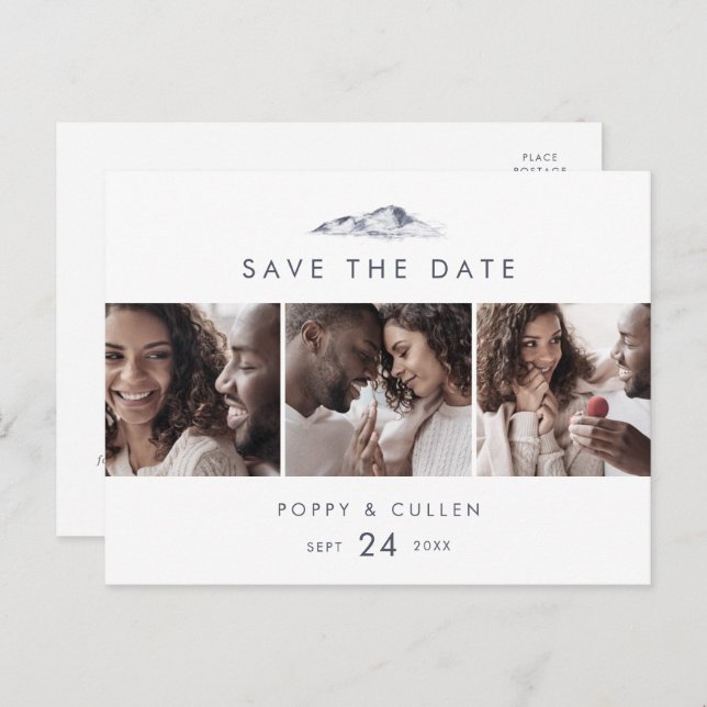 Simple Mountain 3 Photo Template Save the Date (Front/Back)