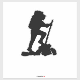 simple mountain hiking man black silhouette