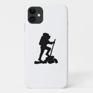 simple mountain hiking man black silhouette iPhone 11 case
