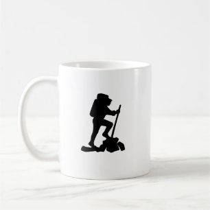 simple mountain hiking man black silhouette coffee mug