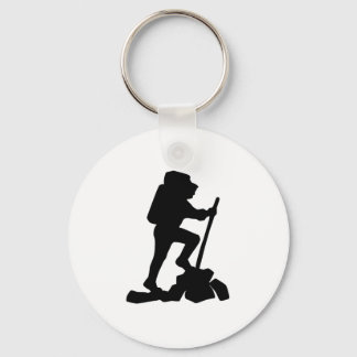 simple mountain hiking man black silhouette key ring