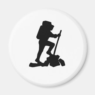 simple mountain hiking man black silhouette magnet