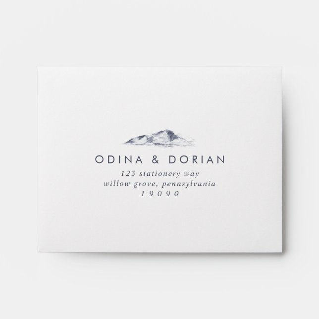 Simple Mountain Self-Addressed RSVP Envelope (Front)