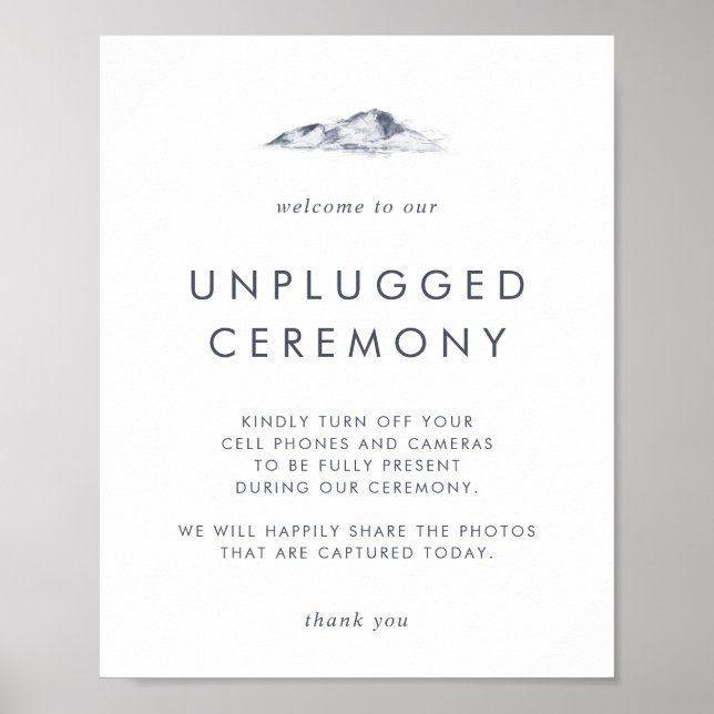 Simple Mountain Unplugged Ceremony Sign (Front)