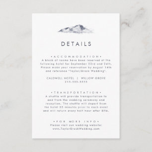 Simple Mountain Wedding Details Enclosure Card
