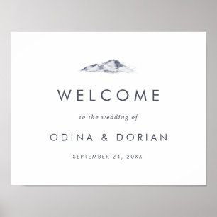 Simple Mountain Wedding Welcome Poster