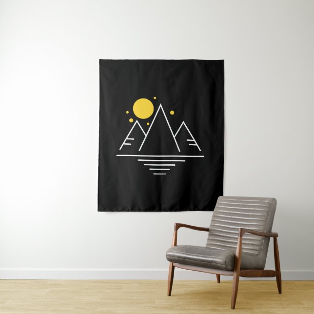 Simple mountains with sun tapestry (In Situ)