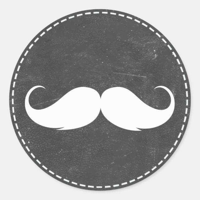 Simple Moustache Chalkboard Baby Shower Favours Classic Round Sticker (Front)