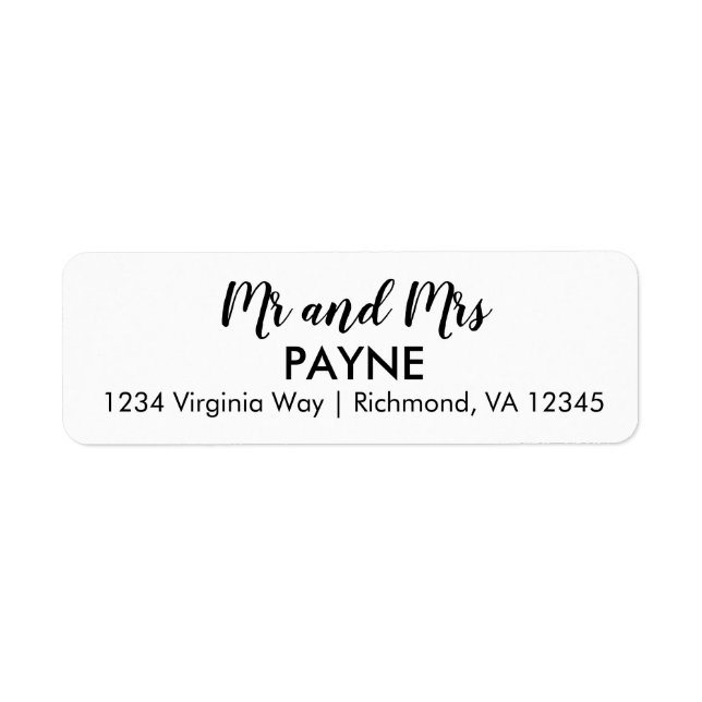 Simple Mr. & Mrs. Return Address Label (Front)
