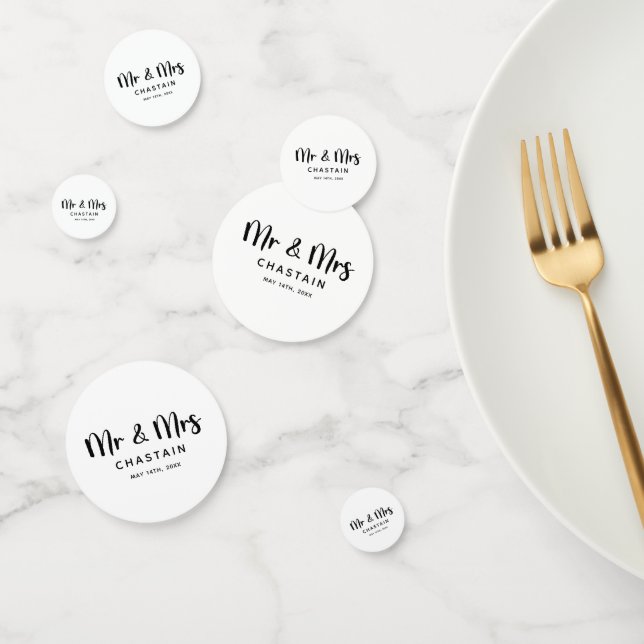 Simple Mr. & Mrs. | Wedding Monogram  Confetti (Group)