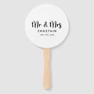 Simple Mr. & Mrs.   Wedding Monogram  Hand Fan