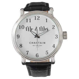 Simple Mr. & Mrs. Wedding Monogram Watch