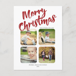 Simple Multi Photo Merry Christmas Postcard